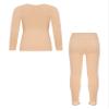 YEAHDOR Kids Boys Girls Thermal Underwear Long Sleeve Fleece-Lined Top with Leggings Set Base Layer Outfits A Nude 7-10 Years view 2