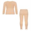 Huimingda Kids Girls 2Pcs Thermal Underwear Long Sleeve Fleece-Lined Shirt and Long Johns Warm Undergarments B Nude 7-10 Years view 2