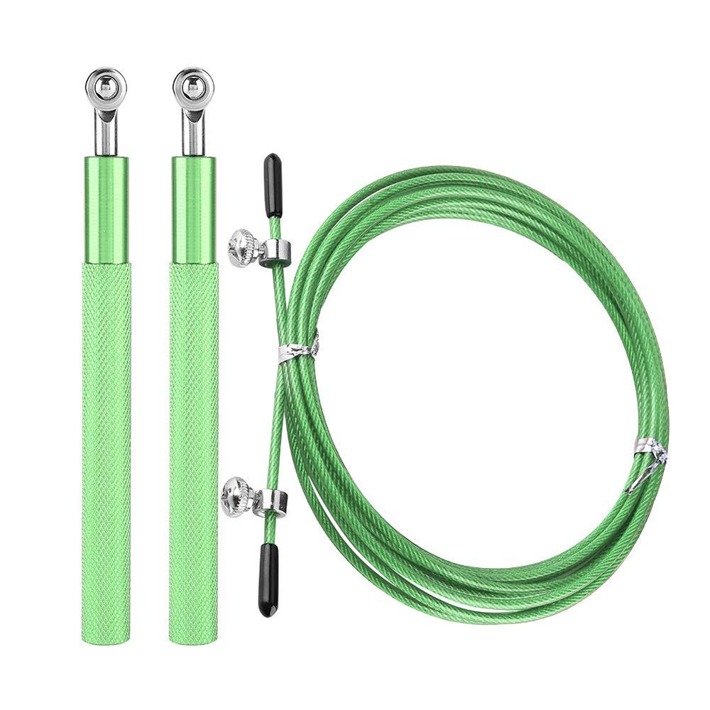 Aluminium Alloy Jump Rope, Handle Speed Jump Skipping Rope Sports Training Equipment Swivel Ball Bearing for Fitness Training Sports Exercises (Green)