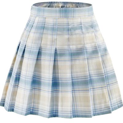 Girl Uniform Pleated Skirts Casual Blue Plaid Summer Fashion Skirt for Girls Golf Workout Skorts bulit in Shorts Size 6