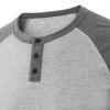 Mens Henley Long Sleeve Raglan T-Shirt Fashion Button Cotton Fall Shirt Casual Lightweight Crew Neck Shirts (Small,Light Grey 1) view 3