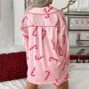 UAURORAO Women Christmas Cartoon Satin Shorts Set Sequin Long Sleeve Cute Pink Candy Cane Pj Glitter Pj Set Sleepwear(Candy Pink,Medium) view 2
