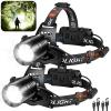 crazybrace Rechargeable Led Headlamp 2Pack, 99000 Lumen Super Bright Head Lamp with 3 Modes & 90 Adjustable, Brightest Headlamp 30H Long Runtime, Powerful Waterproof Headlamps for Adults Camping view 1
