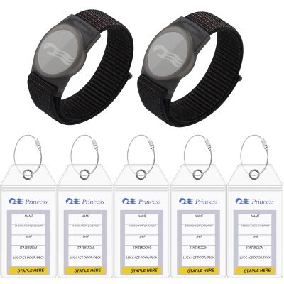 2 Packs Princess Cruise Medallion Holder Compatible for Princess Cruise Medallion5 Pack Cruise Luggage Tag Holder for Princess Cruise Ships (Black-Black)