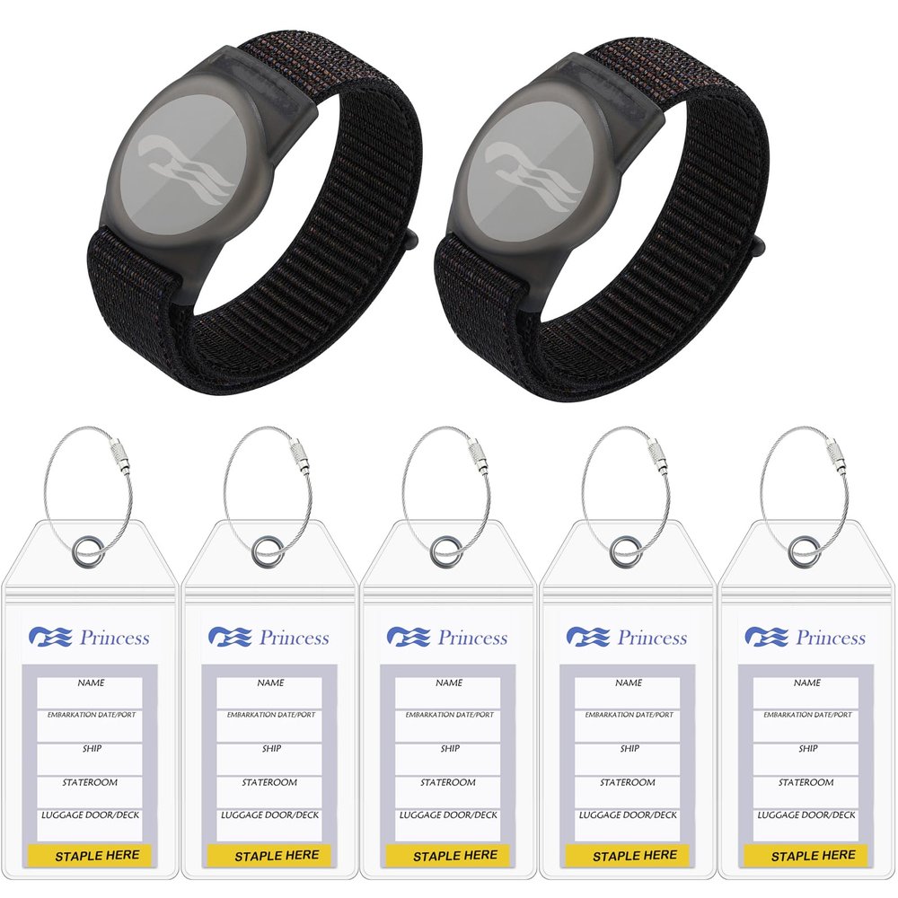 2 Packs Princess Cruise Medallion Holder Compatible for Princess Cruise Medallion5 Pack Cruise Luggage Tag Holder for Princess Cruise Ships (Black-Black)