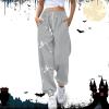 The 2024,Baggy Joggers,This is Some Boo Sheet Sweatpants Women Halloween Cool Ghost Graphic Wide Leg Joggers Cinch Bottom Baggy,Grey-D,Xx-Large view 3