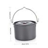 Camping Pot with Lid Hanging 4L Round Portable Lightweight Anti-rust Cookware Cooking Equipment for Self-driving Tour BBQ Picnic Sport Outdoor. view 3