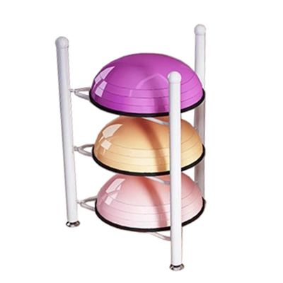 Exercise Half Balance Ball Trainer Holder Storage Rack - Home Fitness Gym Workout Equipment 3/5/6/7 Tier Floor Stand Corner Storage Organizer for Basketball Bowling Medicine Yoga Bosu Balls(White,3 la