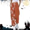 TOS Daily,Wide Leg Sweatpants Woman,This is Some Boo Sheet Sweatpants Women Halloween Cool Ghost Graphic Wide Leg Joggers Cinch Bottom Baggy,Lightening,Orange-C,Small view 3