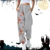 ,This is Some Boo Sheet Shirt,This is Some Boo Sheet Sweatpants Women Halloween Cool Ghost Graphic Wide Leg Joggers Cinch Bottom Baggy,Summer Fris,Grey-C,4X-Large view 3