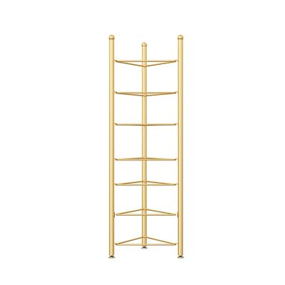 Exercise Half Balance Ball Trainer Holder Storage Rack - Home Fitness Gym Workout Equipment 3/5/6/7 Tier Floor Stand Corner Storage Organizer for Basketball Bowling Medicine Yoga Bosu Balls(Gold,7 lay