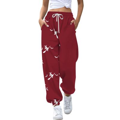 Daily Deals of The Day Prime Today Only,This is Some Boo Sheet Shirt,This is Some Boo Sheet Sweatpants Women Halloween Cool Ghost Graphic Wide Leg Joggers Cinch Bottom Baggy,Red-D,Large