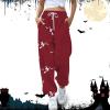 Daily Deals of The Day Prime Today Only,This is Some Boo Sheet Shirt,This is Some Boo Sheet Sweatpants Women Halloween Cool Ghost Graphic Wide Leg Joggers Cinch Bottom Baggy,Red-D,Large view 3