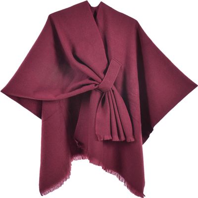 RanRui Women's Shawl Wrap Poncho Sweater Shawl Stylish Simple Monochrome Oblique Strap Cloak Cloak Outerwinter fall Open Front Cape Gifts for Women (2024017-9,130x150cm)