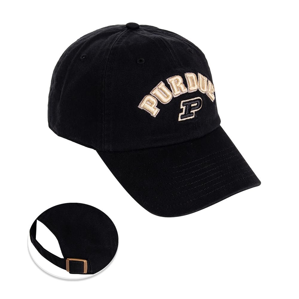 Desert Cactus Purdue University Baseball Hat Boilermakers Brimmed Embroidered Hats Cap Adjustable Cloth Strap Adult (Style F1) Black