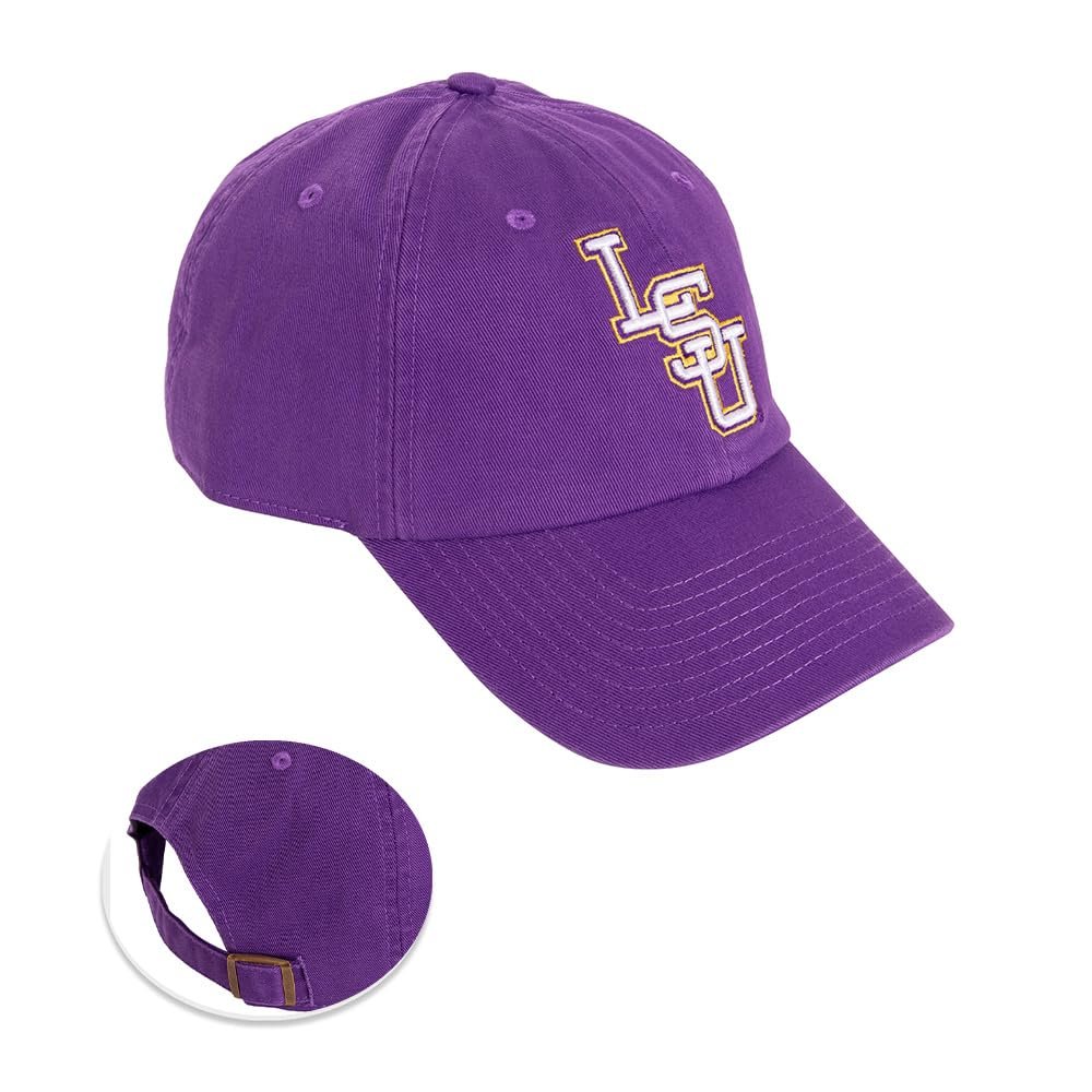 Desert Cactus LSU Louisiana State University Baseball Hat Tigers Geaux Brimmed Embroidered Hats Cap Adjustable Cloth Strap Adult (Style A1) Purple
