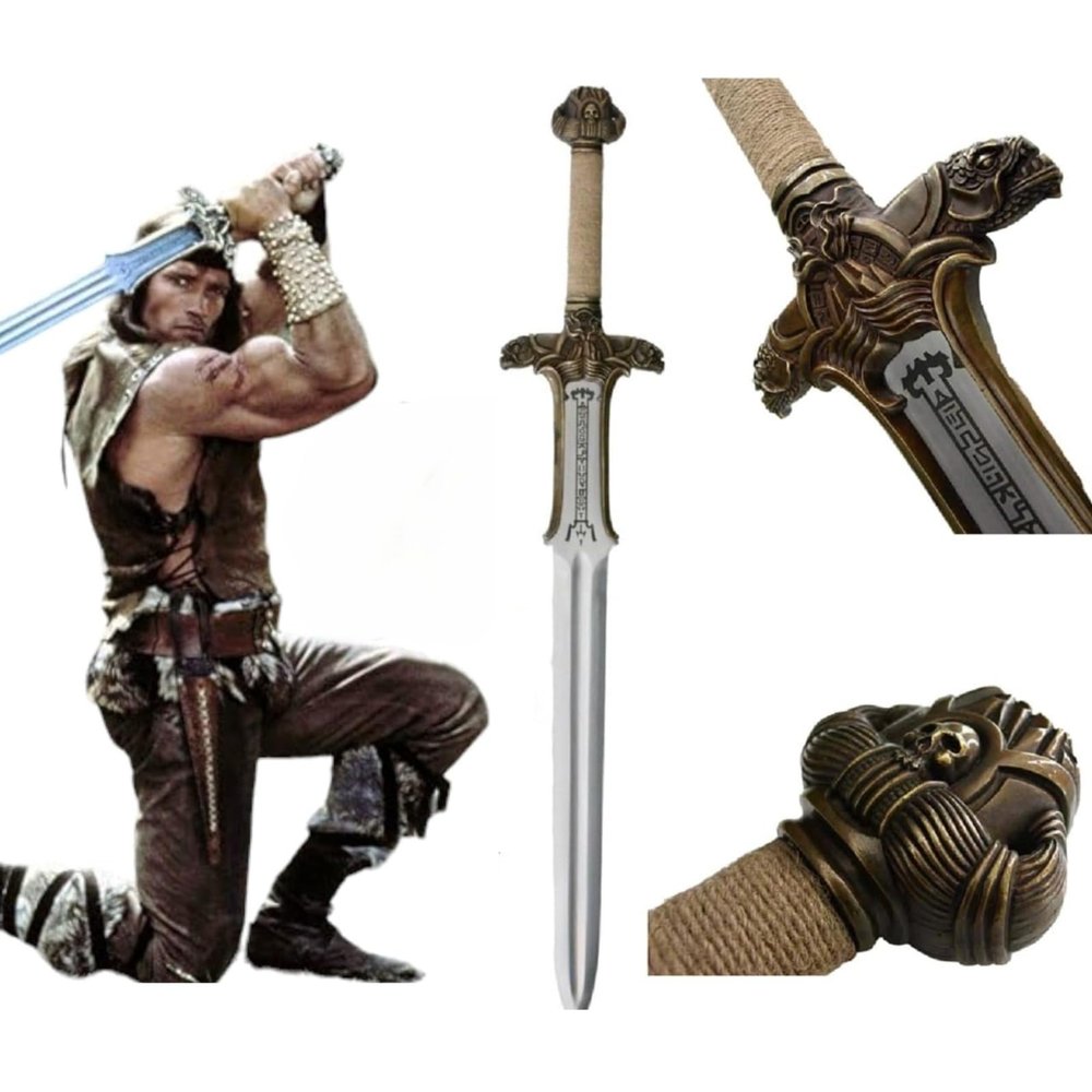 Barbarian Sword 40" Atlantean Sword High Carbon Steel Blade Leather Wrapped Handle Viking Sword with Real Leather Sheath  Functional Collectible for Cosplay & Display Gift