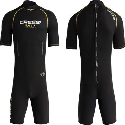 Cressi Baula 2.5 mm Man Short Sleeves Short Wetsuits, Black/Yellow, L