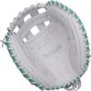 Easton | Professional Collection SIGNAUTRE Series Fastpitch Softball Catcher's Mitt | Jen Schroeder Model | 34" | Pro H-Web | Right Hand Throw | White/Teal view 4