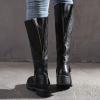 Womens's Knee High Boots Low Heel Wide Calf Round Toe Tall Riding Boots Side Zipper Slouchy Buckle Strap Western Booties view 4