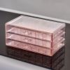 Jewelry Boxes for Women Girls, 3 Layers Jewelry Organizer Box, Acrylic Clear Jewelry Storage Organizer for Earring, Ring, Necklace, Bracelets, 72 Compartments (Pinkish) view 1