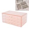 Jewelry Boxes for Women Girls, 3 Layers Jewelry Organizer Box, Acrylic Clear Jewelry Storage Organizer for Earring, Ring, Necklace, Bracelets, 72 Compartments (Pinkish) view 4