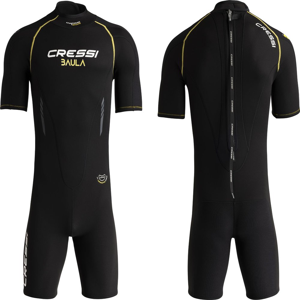 Cressi Baula 2.5 mm Man Short Sleeves Short Wetsuits, Black/Yellow, XL
