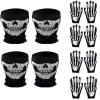 White Skeleton Gloves and Skull Face Mask Ghost Bones for Halloween Dance Costume Party, Cosplay, Cycling, Running view 1