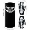 White Skeleton Gloves and Skull Face Mask Ghost Bones for Halloween Dance Costume Party, Cosplay, Cycling, Running view 2