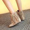 Womens Ankle Fringe Boots Round Toe WinterWide Calf Flat Tassel Moccasin Boots Casual Hidden Wedge Low Heel Ankle Boots view 2