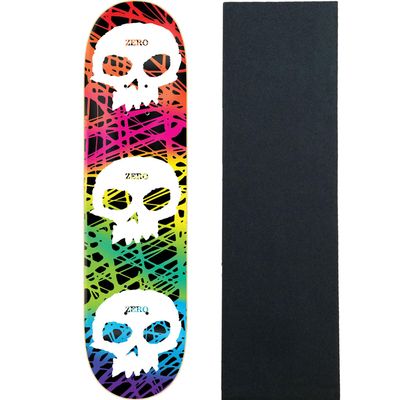 Zero Skateboard Deck 3 Skull Color 8.5" x 32.3" with Grip