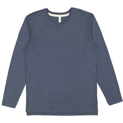 LAT Adult Unisex Long Sleeve Fine Jersey T-Shirt, Vintage Denim/Natural, Medium