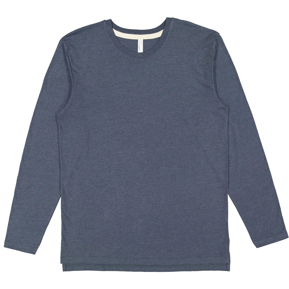 LAT Adult Unisex Long Sleeve Fine Jersey T-Shirt, Vintage Denim/Natural, Medium