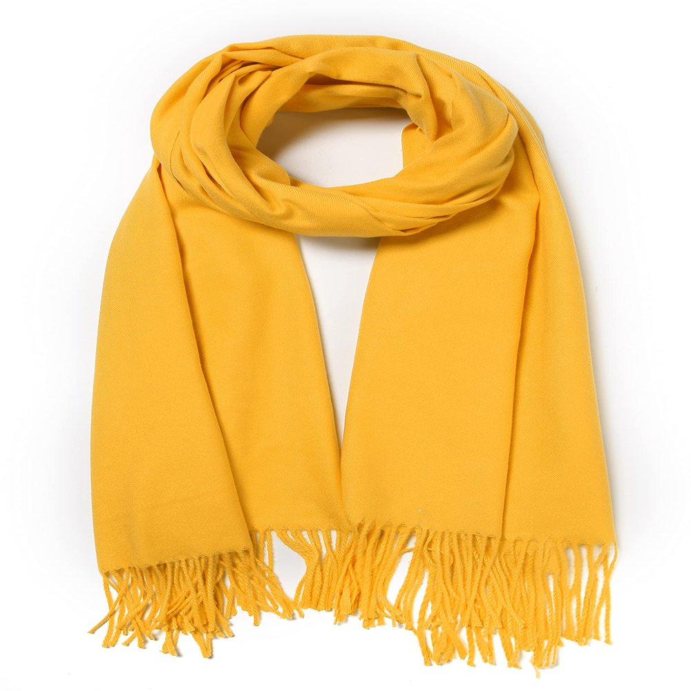 Cindy & Wendy Women's Pashmina Shawl Wrap for Evening Dress Bridesmaid Wedding Bridal Winter Warm Large Soft scarf (Golden Yellow)