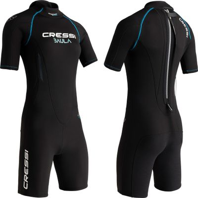 Cressi Baula 2.5 mm Lady Short Sleeves Short Wetsuits, Black/Turquoise, M