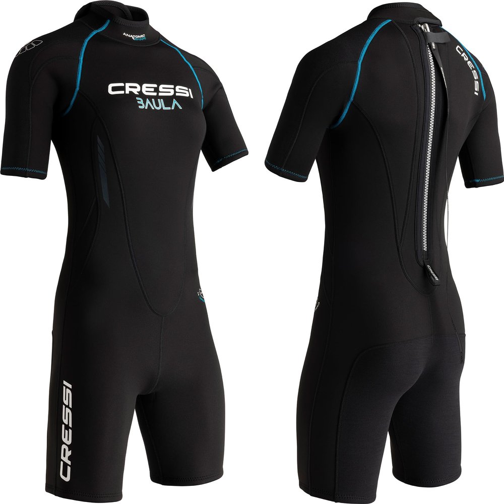 Cressi Baula 2.5 mm Lady Short Sleeves Short Wetsuits, Black/Turquoise, M