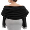 Cindy & Wendy Women's Pashmina Shawl Wrap for Evening Dress Bridesmaid Wedding Bridal Winter Warm Large Soft scarf (Black)