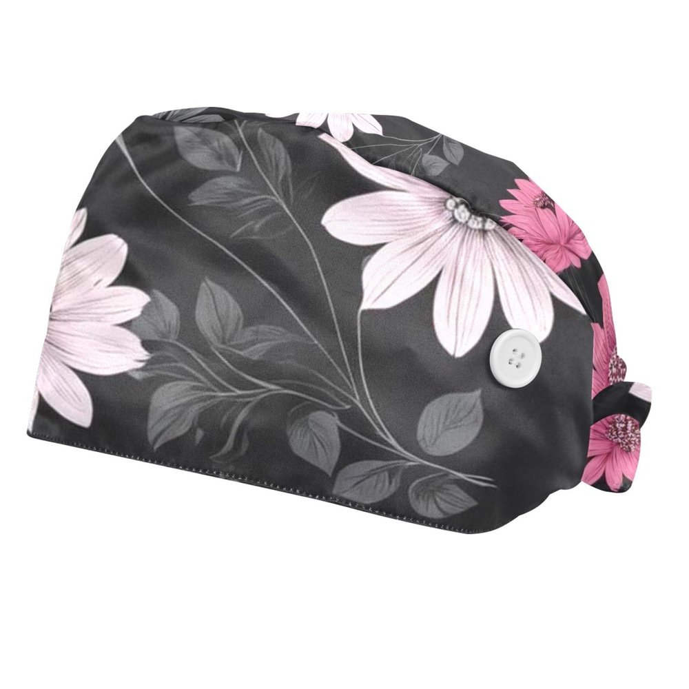 2 Pieces Scrub Caps Women Scrub Cap Men Surgical Cap for Nurse Flower Branch Multicoloured
