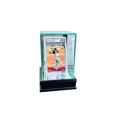 Single Graded Sports Card Glass Display Case | UV Protected Glass and Real Wood Moulding | Protects Graded Trading Cards