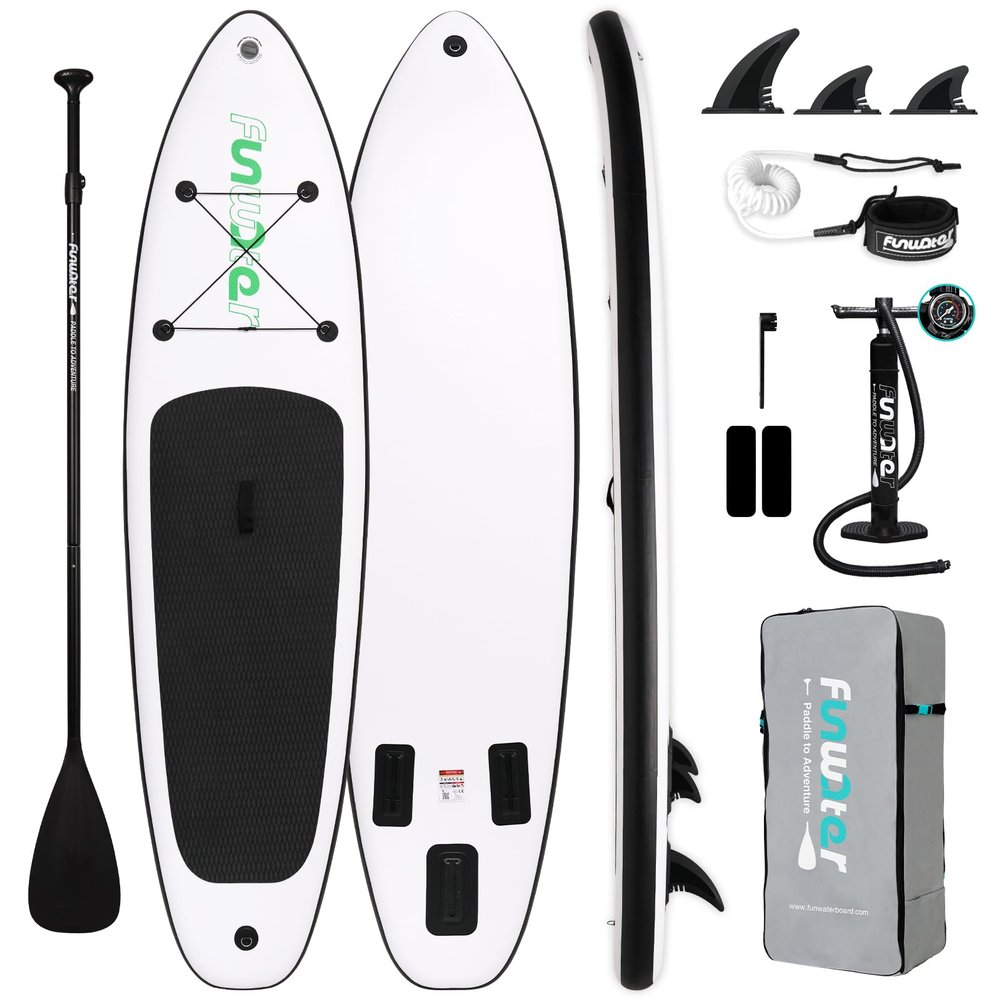 FunWater SUP Inflatable Stand Up Paddle Board 10'633"6" Ultra-Light Inflatable Paddleboard with ISUP Accessories,Fins,Adjustable Paddle, Pump,Backpack, Leash