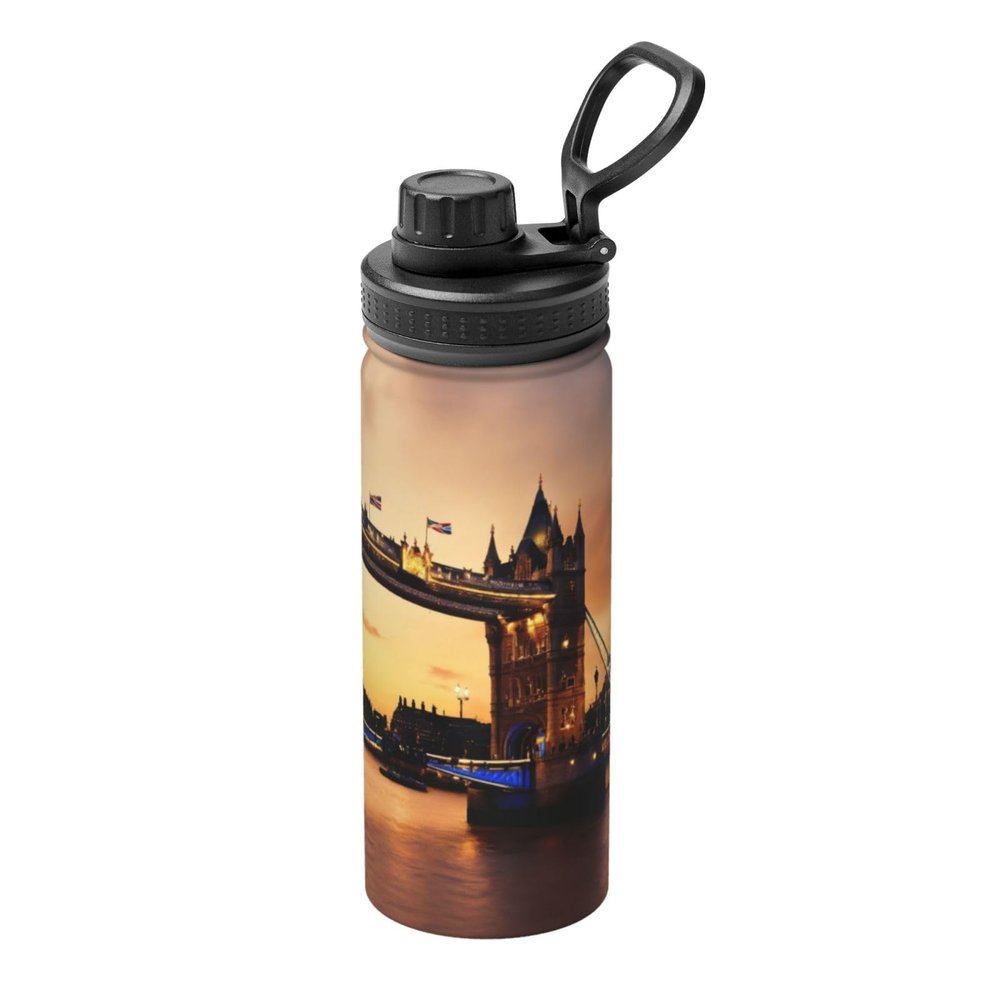 I Love London Print Water Bottles Stainless Steel 18oz Heat Resistance Outdoors,Travel Cup Men Women