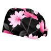 2 Pieces Scrub Caps Women Scrub Caps Women Satin Lined Scrub Caps Surgical Women for The Surgeon Peach Flowers Twigs view 1
