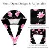 2 Pieces Scrub Caps Women Scrub Caps Women Satin Lined Scrub Caps Surgical Women for The Surgeon Peach Flowers Twigs view 3