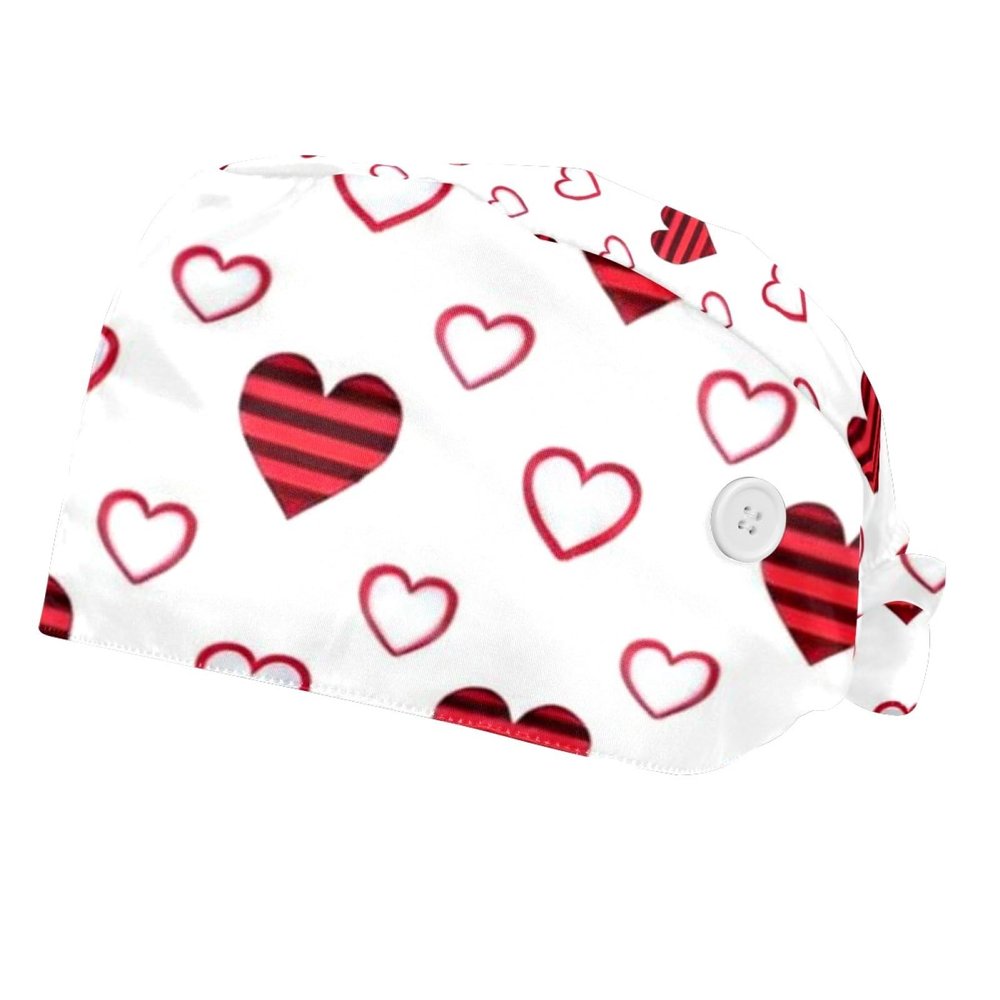 2 Pieces Scrub Caps Women Scrub Caps Surgical Cap for Home Heart Circle Multicoloured