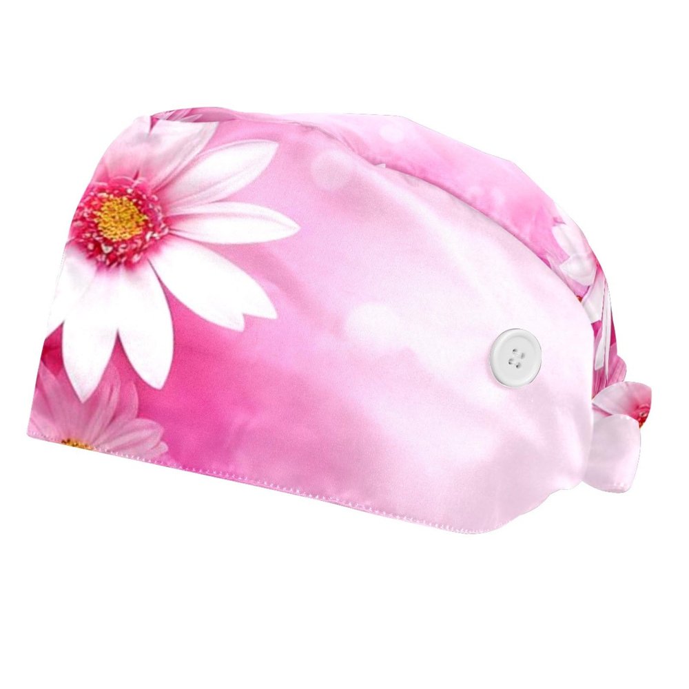 2 Pieces Scrub Caps Women Scrub Caps Women Ponytail Nurse Scrub Cap for Beauty Salon Spring Blossom Multicoloured