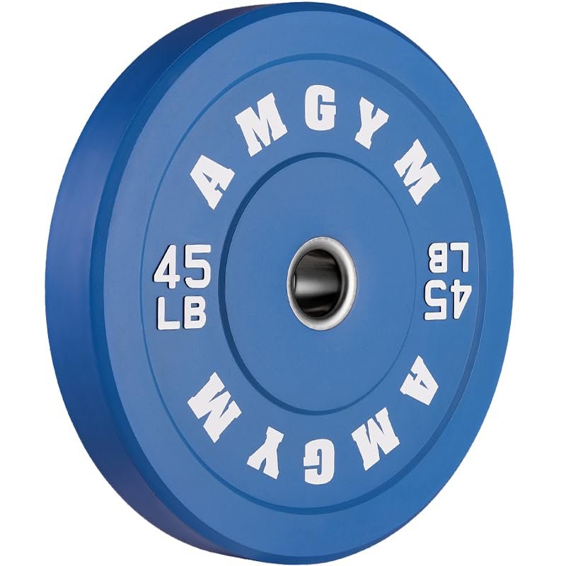 AMGYM Olympic Weight Plates Set, Colored Bumper Plates with 2 inch Barbell Sleeves, Rubber Bumpers, 45LB*1