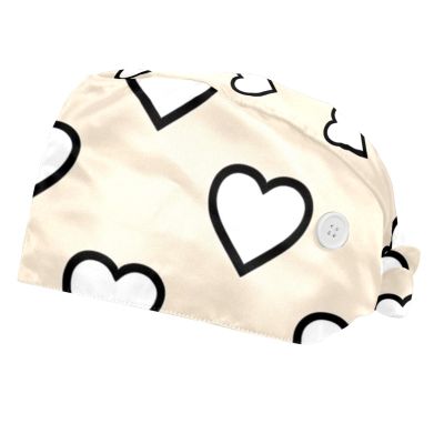 2 Pieces Scrub Caps Women Womens Scrub Cap Nursing Hats for Women for Nurse Hearts Pattern Multicoloured