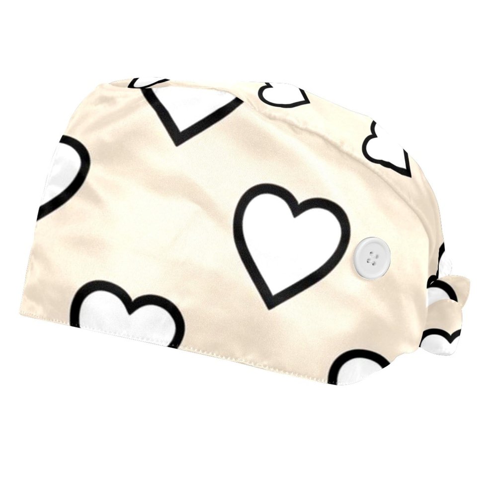 2 Pieces Scrub Caps Women Womens Scrub Cap Nursing Hats for Women for Nurse Hearts Pattern Multicoloured