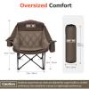Overmont Oversized XL Camping Chair for Adults - 450lbs Support Heavy-Duty Padded Folding Chair with Side Pocket Cup Holder Cooling Bag for Outdoor Sports Garden Beach Fishing Lawn Khaki view 3