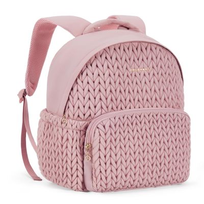 BAGSMART College Backpack for Women, Lightweight Puffy Travel Backpack, TSA Personal Item Casual Daypack, Pink